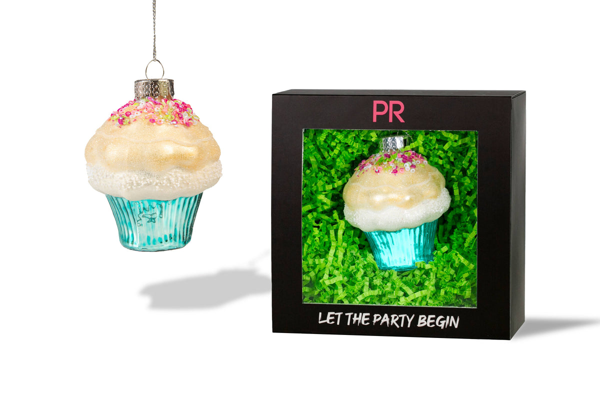 Party Rock | Vanilla Cupcake Glass Ornament