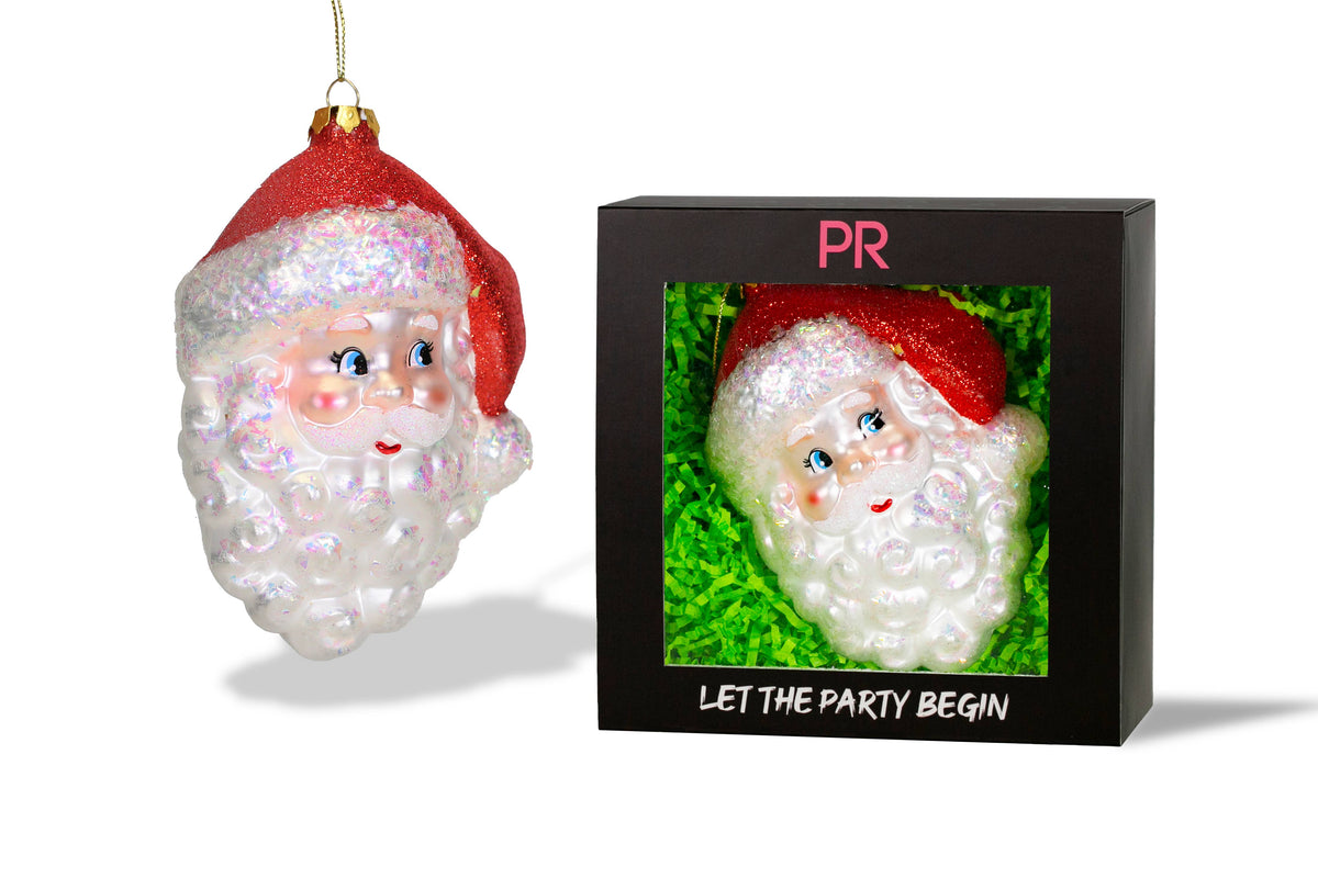 Party Rock | Santa Head Glass Ornament