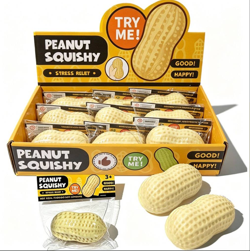 Crunchy Brick Small Peanut 12pcs Yellow Stress Relief Ball Squishy Sensory Fidget Toy Food Shape Kawaii Squeeze Toy Happy Fun Park