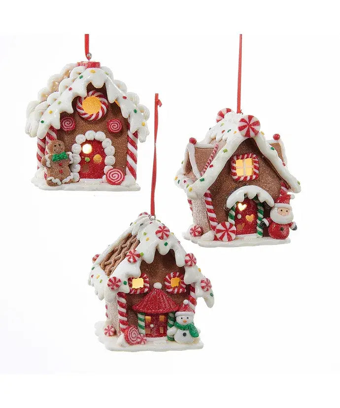 3.5"B/O GINGERBREAD LED HOUSE ORNAMENT 3/A