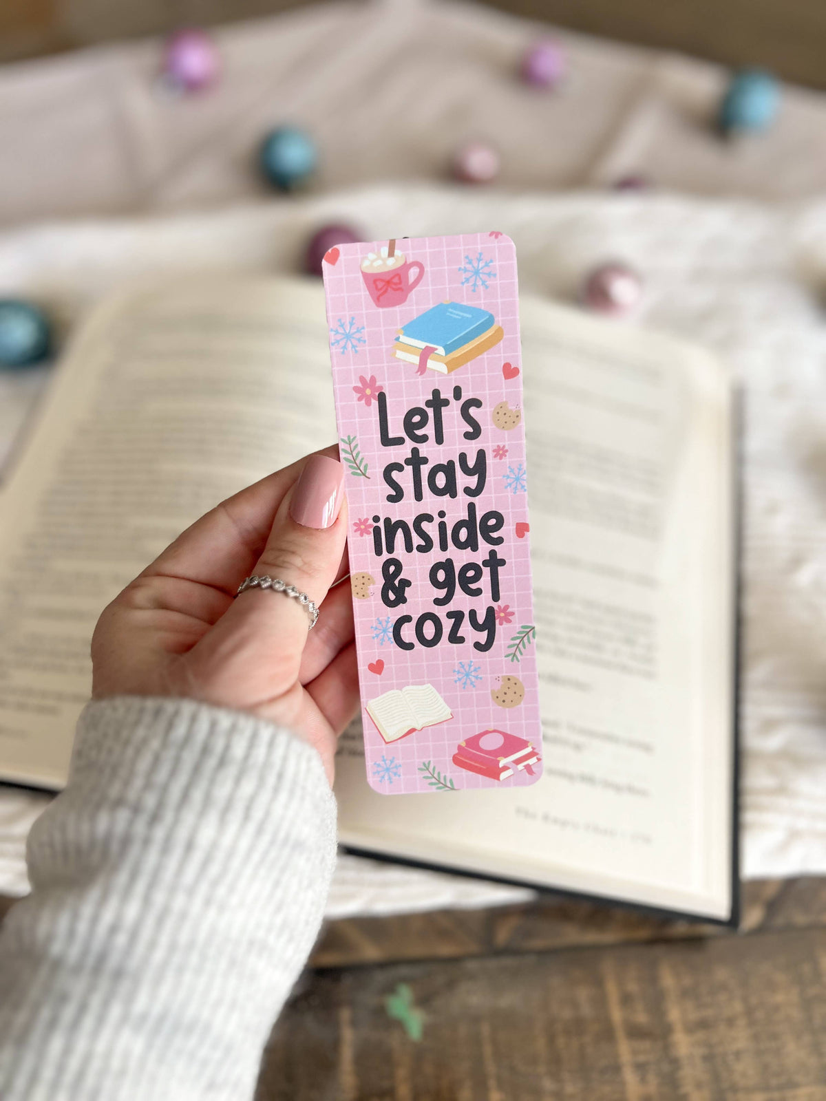 Pastel Winter Bookmarks, Pink Christmas, Cozy Winter