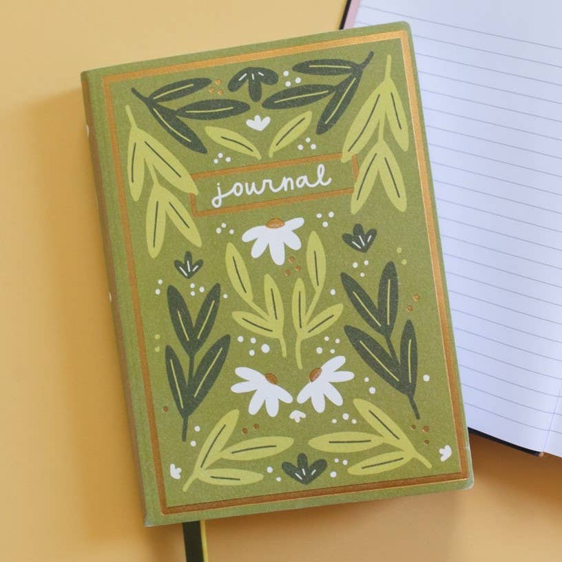 Green Floral 5x7 Lined Softcover Book Journal
