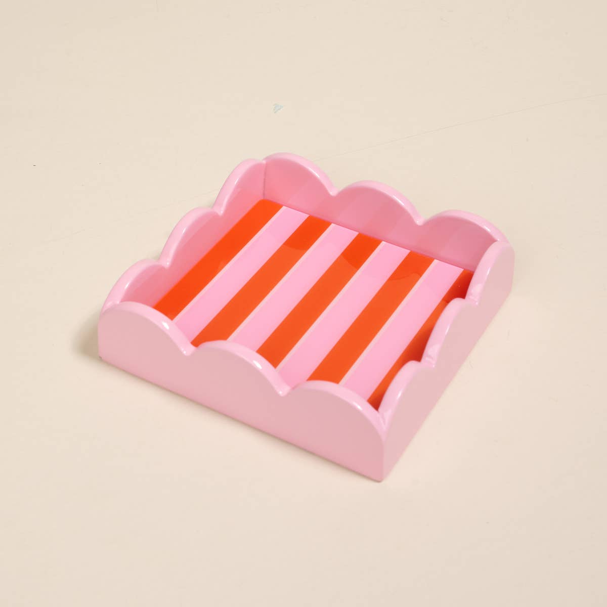 Scallop Trinket Tray–Sicily Stripes Pink