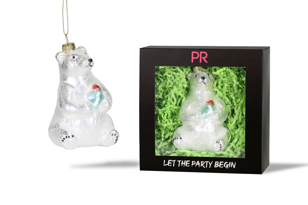 Party Rock | Polar Bear with Fish Glass Ornament