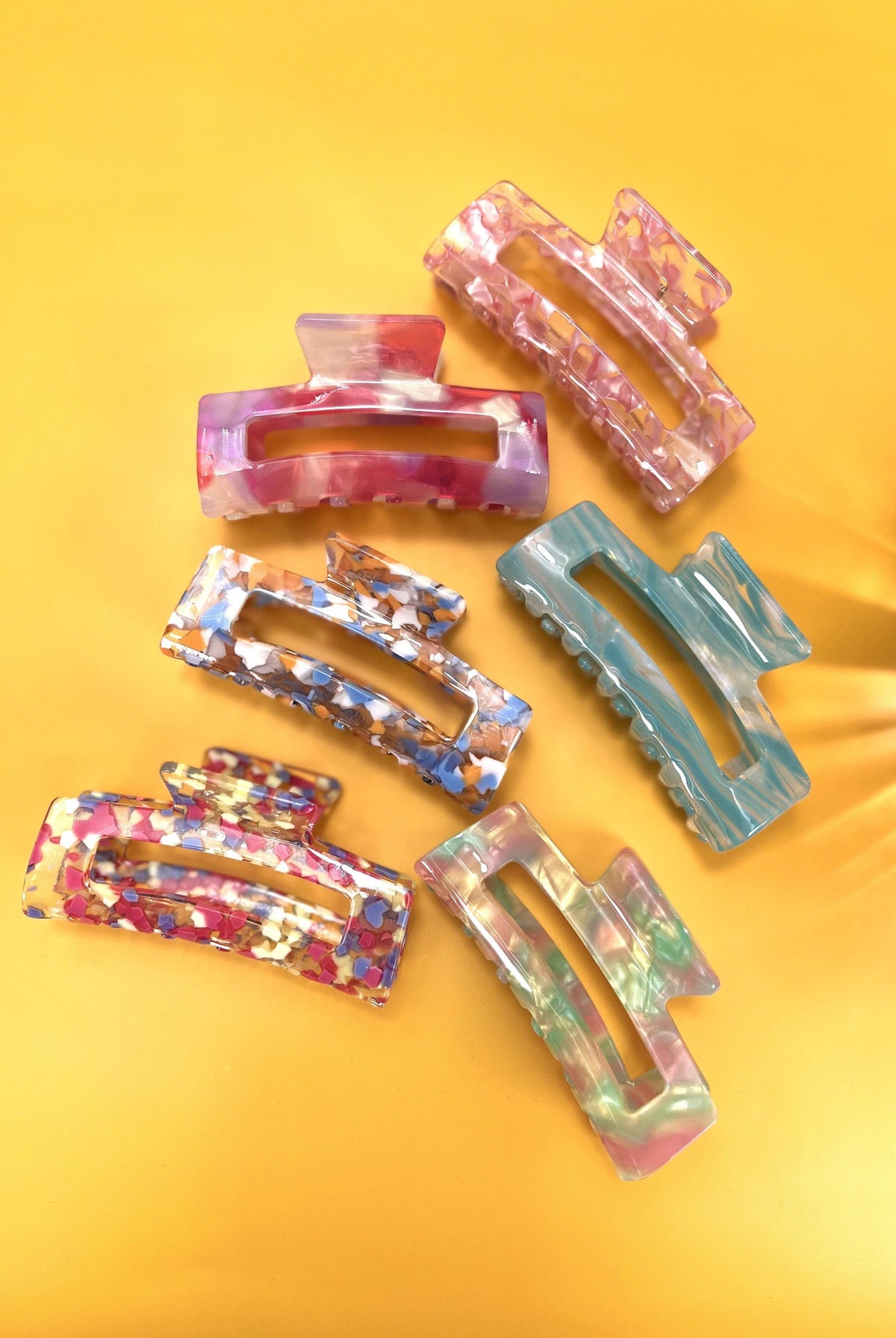 RECTANGLE COLORFUL CELLULOSE HAIR CLAW CLIP
