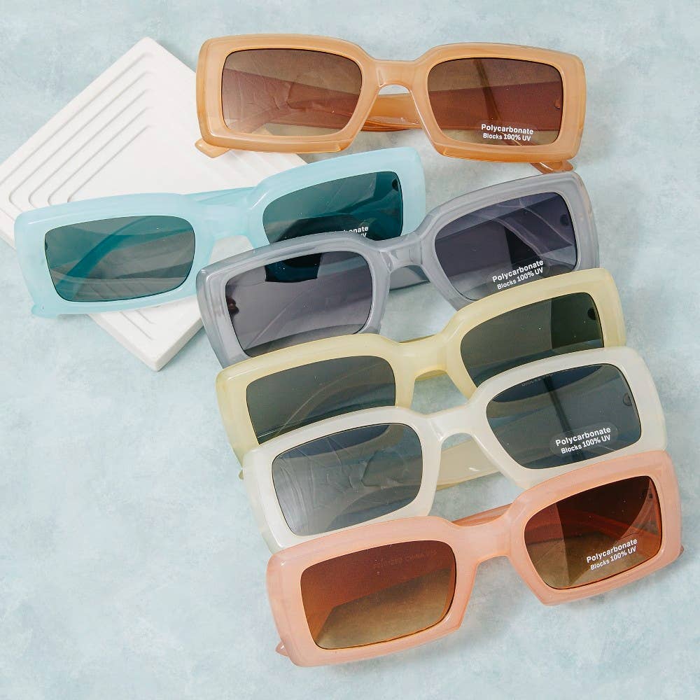 Thick Acetate Frame Rectangle Sunglasses Set