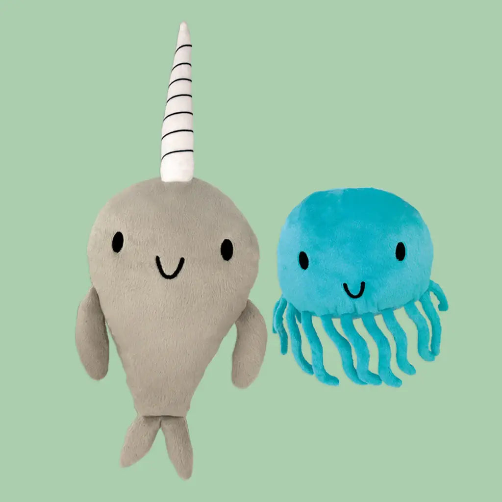 Narwhal and Jelly Plush Set: 14 and 7 W/Tentacles