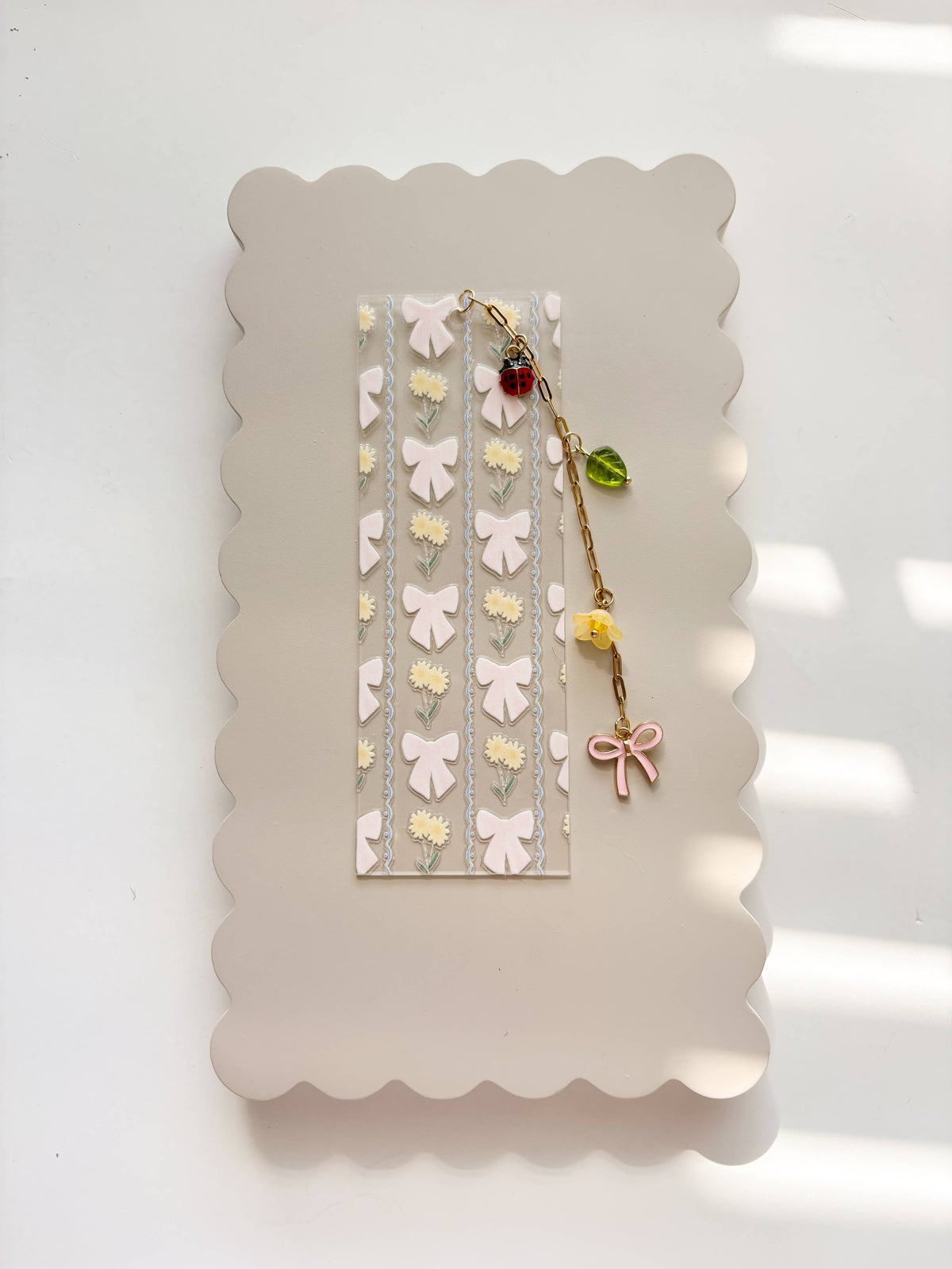 Pink Bows and Flowers Charmed Bookmark
