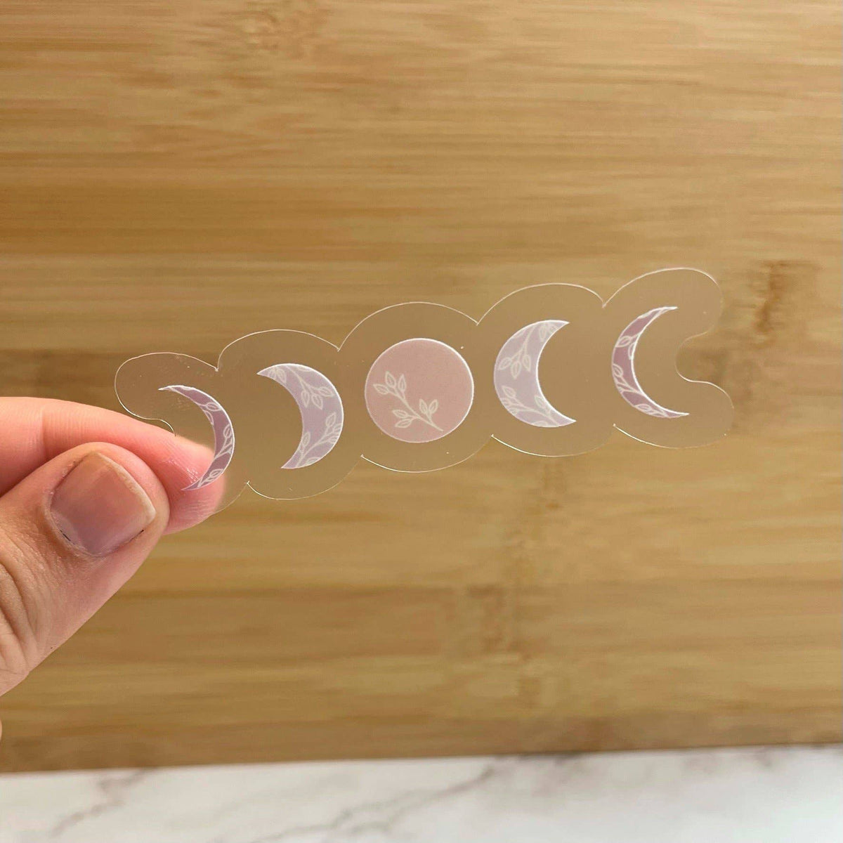 Floral Moon Phases Clear Sticker, 3-inch