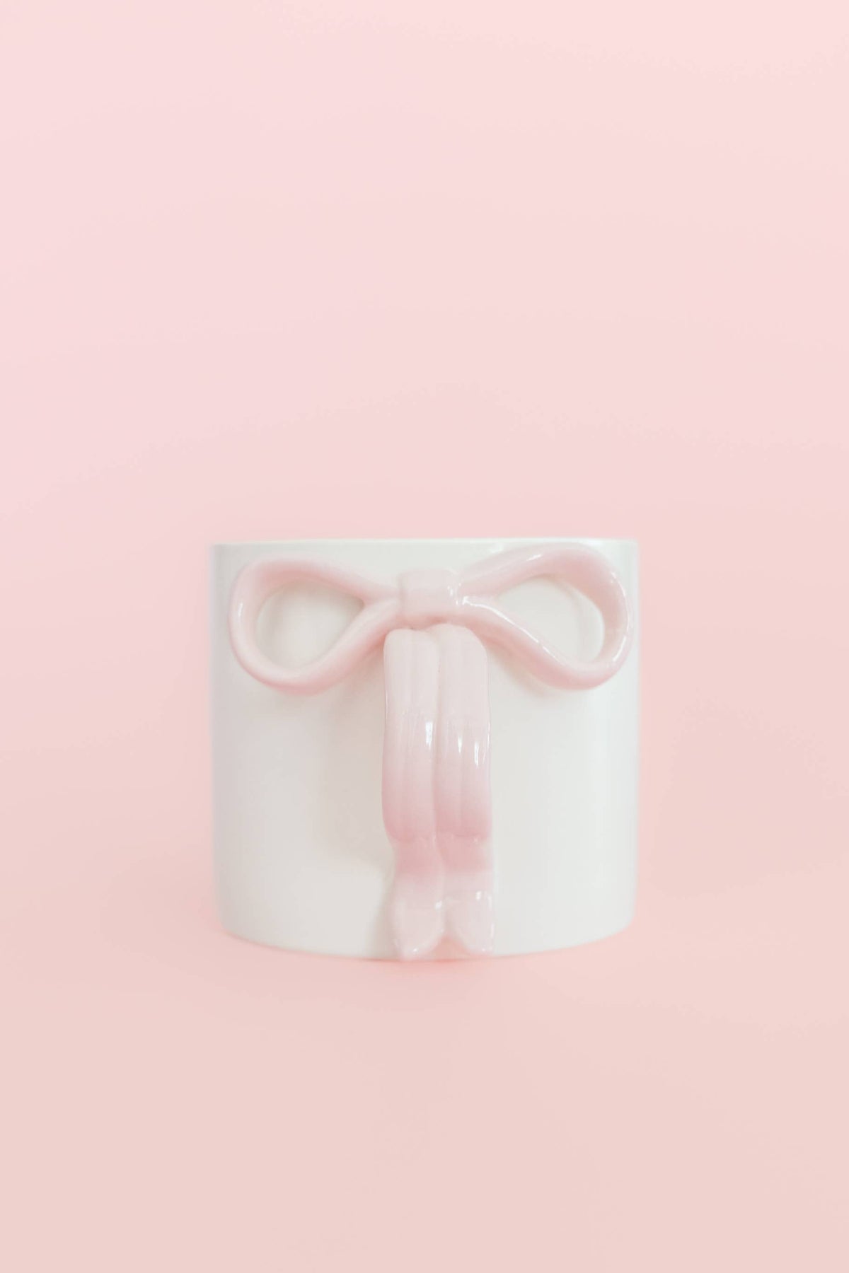 Blush Pink Bow Ceramic Coffee Tea Mug with Ribbon Handle