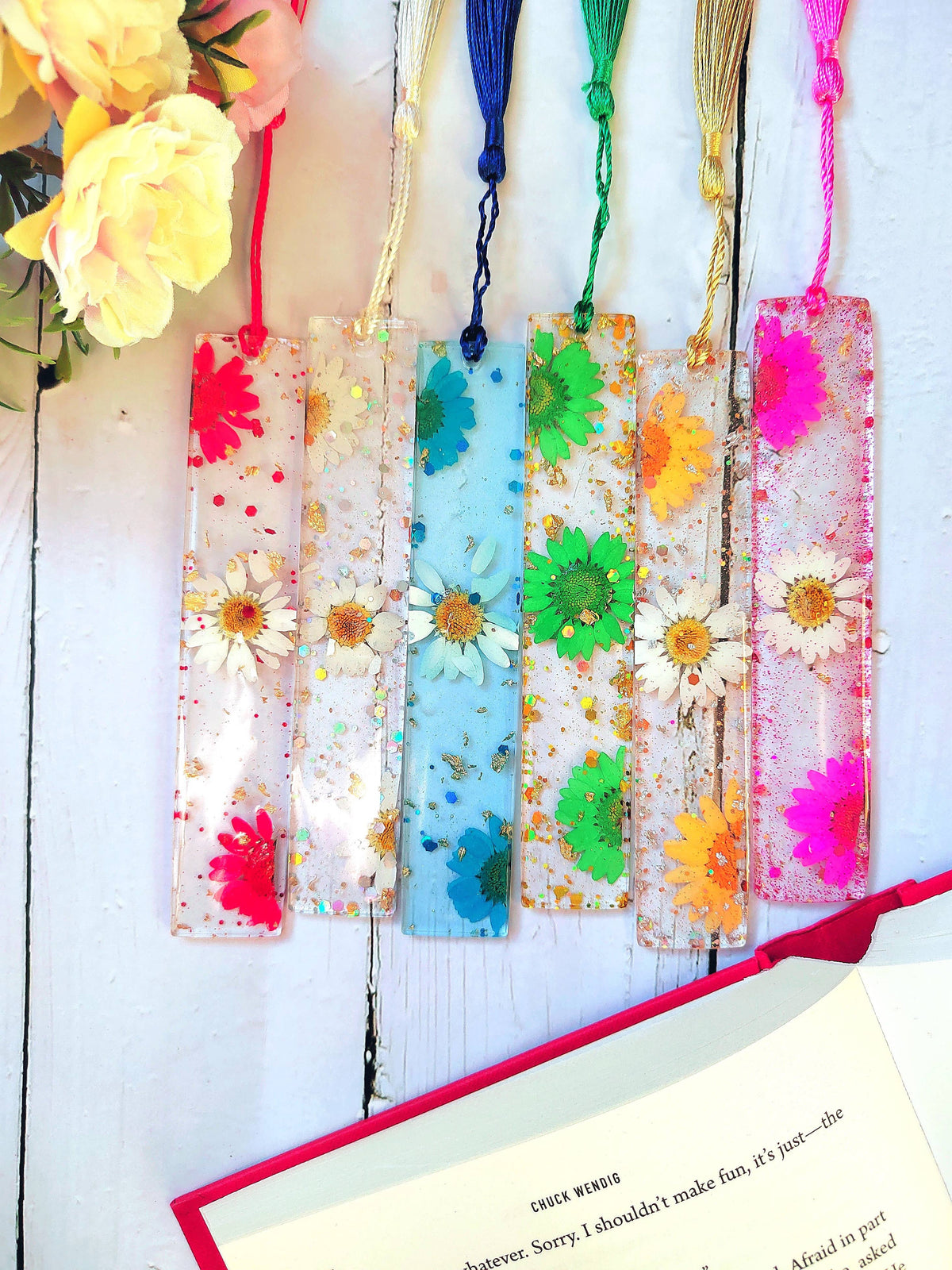 Pressed flower resin bookmarks, handmade bookmarks