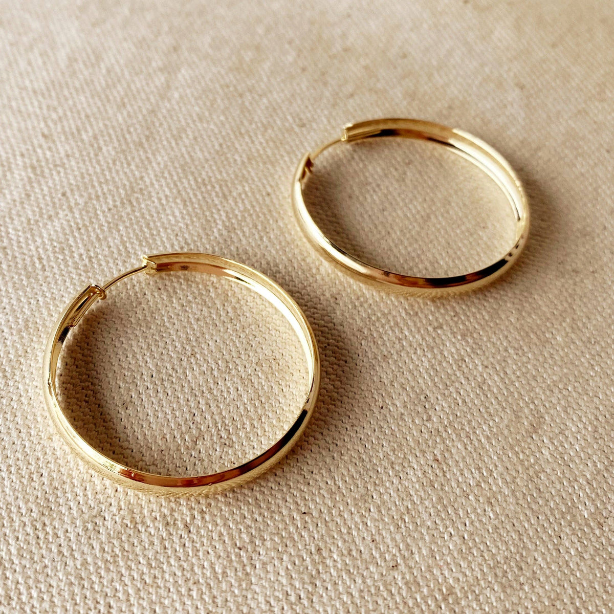 18k Gold Filled 40mm Hollow Continuous Hoop Earrings