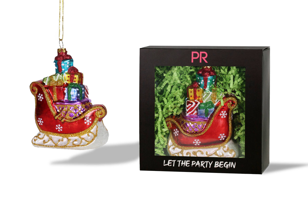 Party Rock | Sleigh with Gifts Glass Ornament