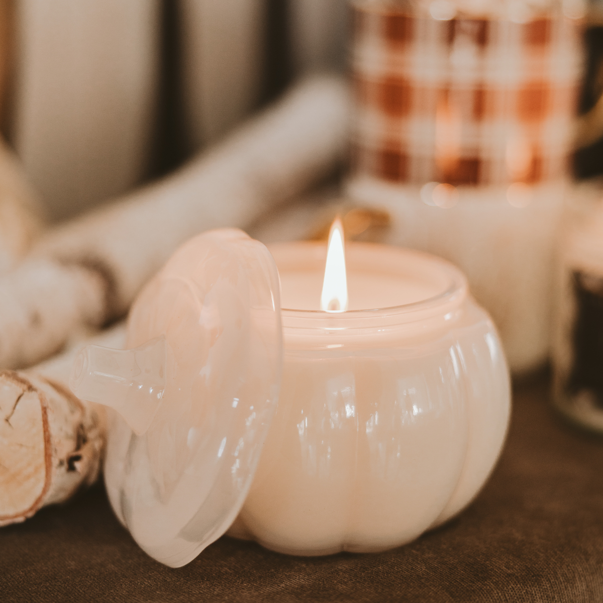 Warm and Cozy Soy Candle - 20oz Pumpkin Jar - Decor
