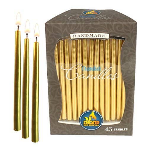 Chanukah Candles - Metallic Gold - 45 Pack
