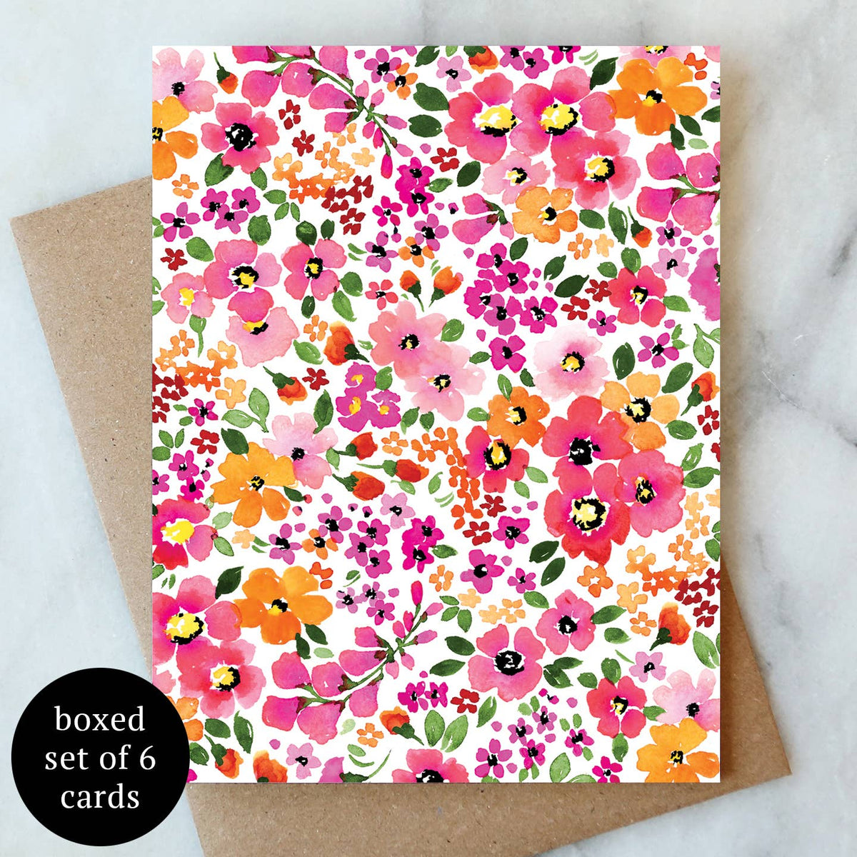 Ditzy Floral Blank Greeting Card - Box Set of 6 | Everyday