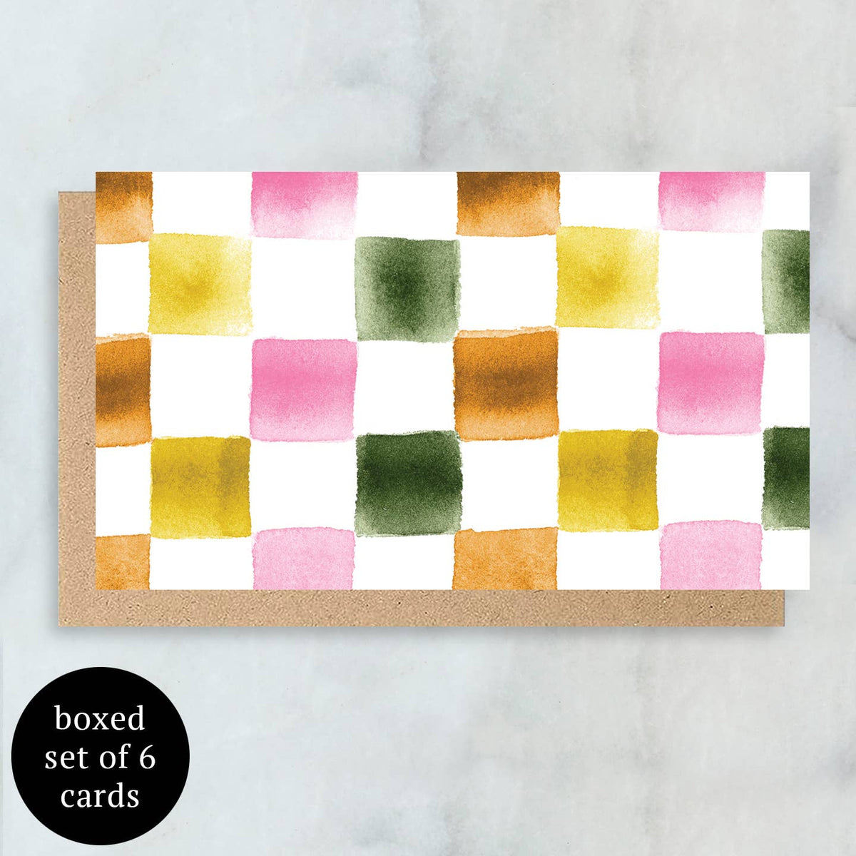 Checkerboard Mini Cards- Boxed Set of 6 | Blank Everyday