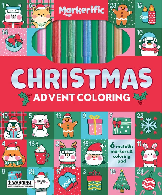 Markerific: Christmas Advent Coloring: Activity Folder with 6 Markers - Ingram