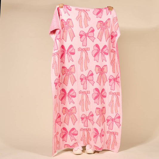 Cozy Dreams Luxe Blanket–Blushing Bows Pink
