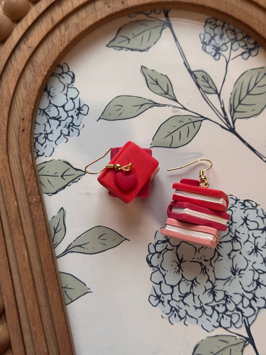 Valentines BookStack | Polymer Clay Earrings