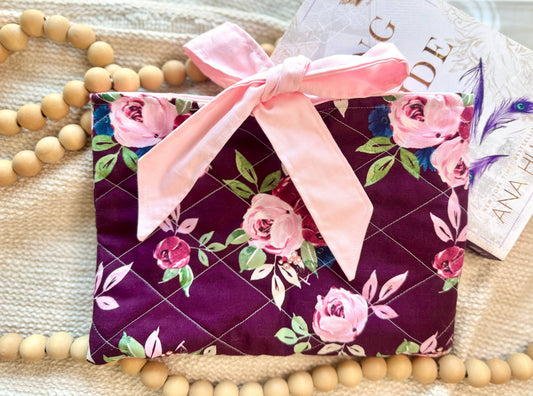 Purple Floral Quilted Book Sleeve