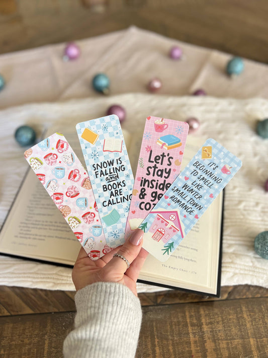 Pastel Winter Bookmarks, Pink Christmas, Cozy Winter