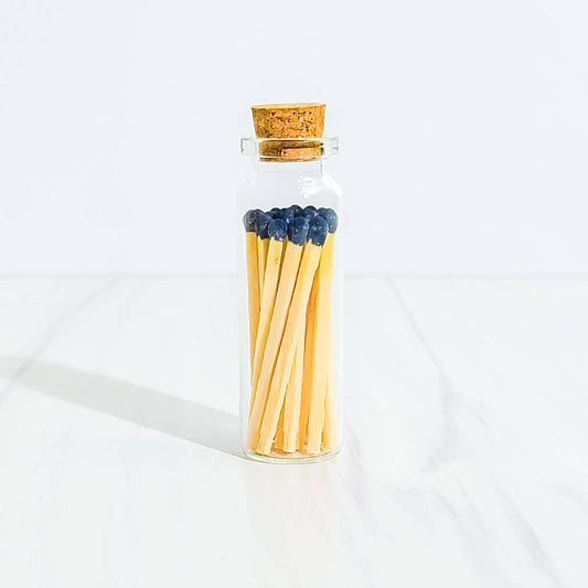 Dark Navy Blue Matches in Small Corked Vial