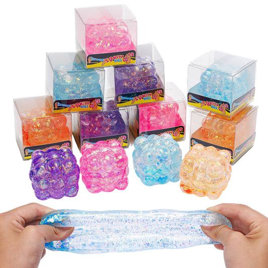 Maltose shiny glitter squishy cube stress ball-random color