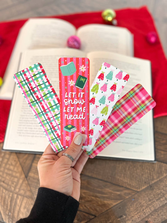 Let It Snow Christmas Bookmarks, Christmas Trees, Plaid