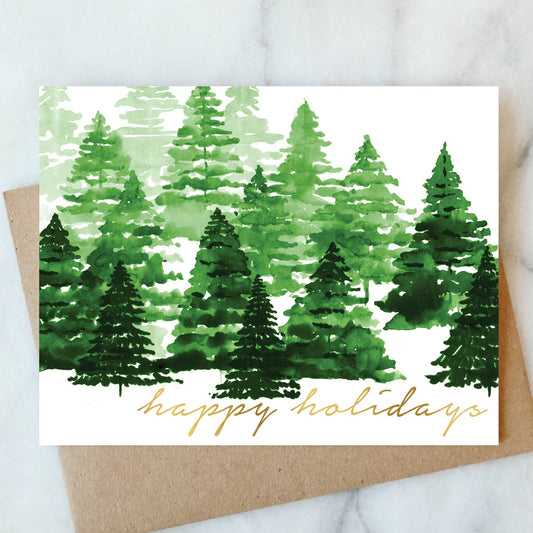 Happy Holiday Trees Greeting Card | Holiday Christmas Card