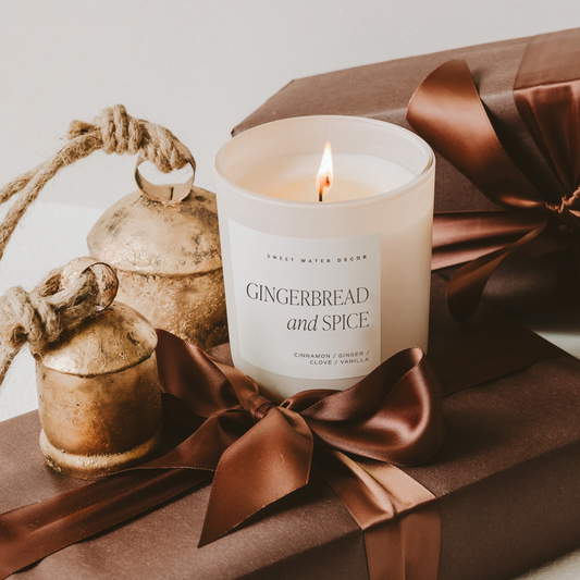 Gingerbread and Spice 15 oz Soy Candle, Tan Matte Jar