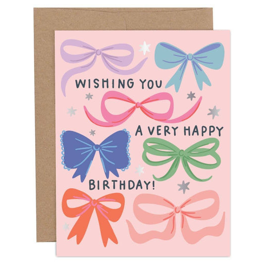 Wishing You A Very Happy Birthday Bows Greeting Card
