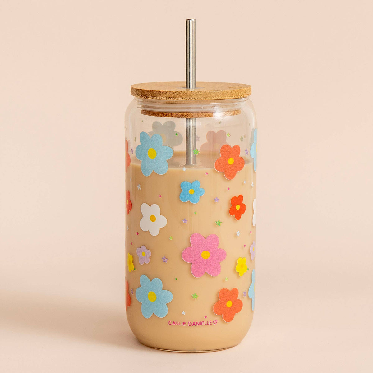 Flowers & Stars Glass Can
