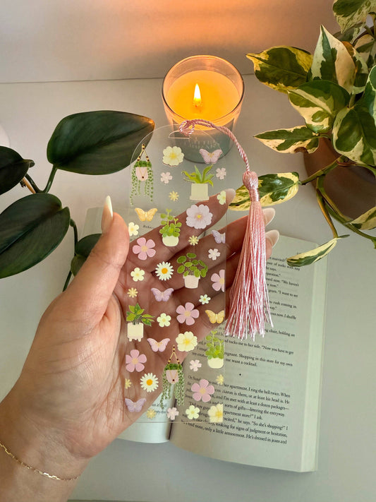 Plant and Flower Garden Acrylic Bookmark, Bookish Bookmark