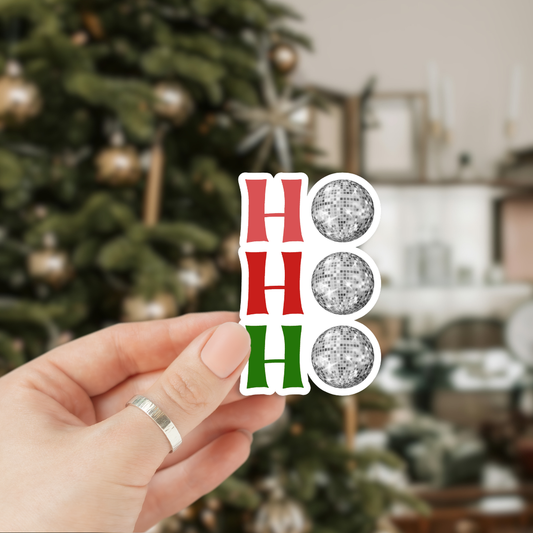 Ho Ho Ho Disco Ball Vinyl Sticker | Christmas