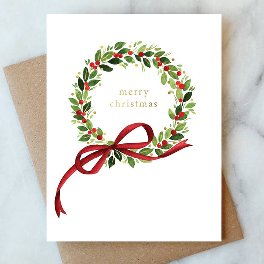 Berry Holly Wreath Holiday Card | Christmas Holiday Card