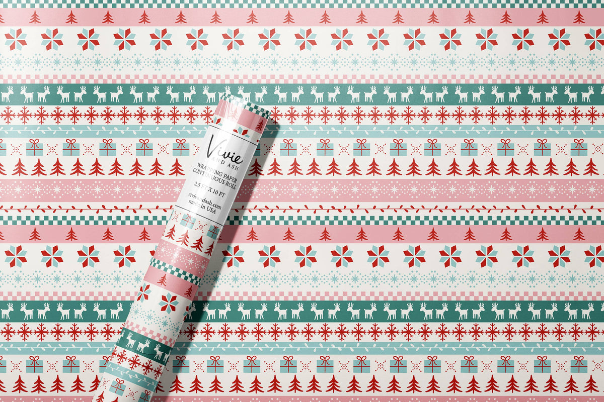 Christmas Fair Isle Wrapping Paper Roll