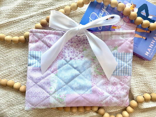 Pastel Patchwork Quilted Book Sleeve