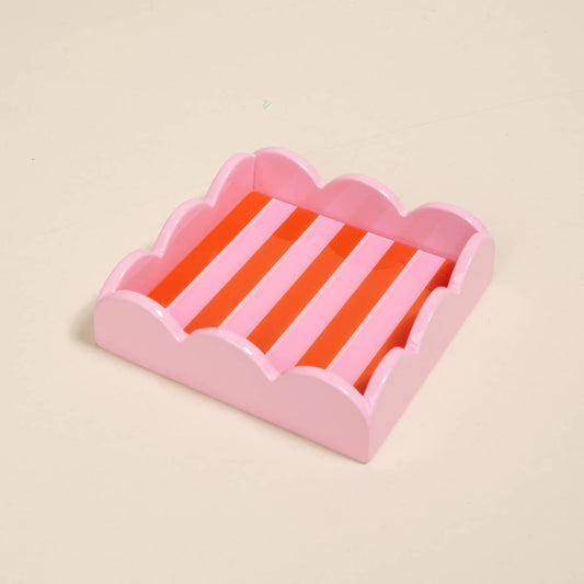 Scallop Trinket Tray–Sicily Stripes Pink