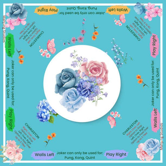 Teal Garden Mahjong Mat - Ships Rolled - PREORDER