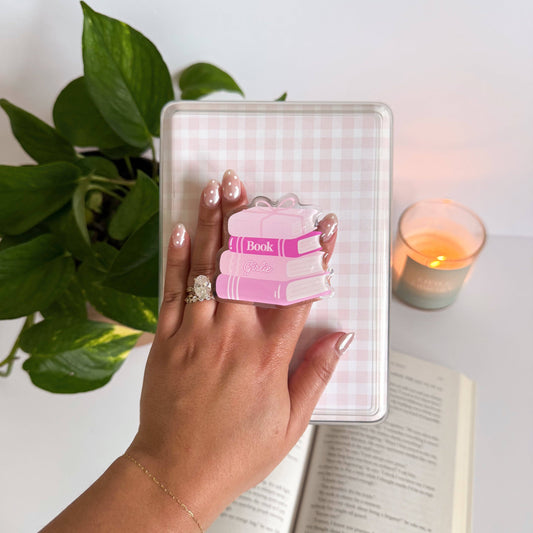 Book Girlie Kindle Grip, Pink Mag-Safe E-Reader Holder