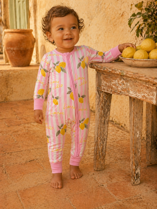 2-Way Zip Romper, Lemon Amore