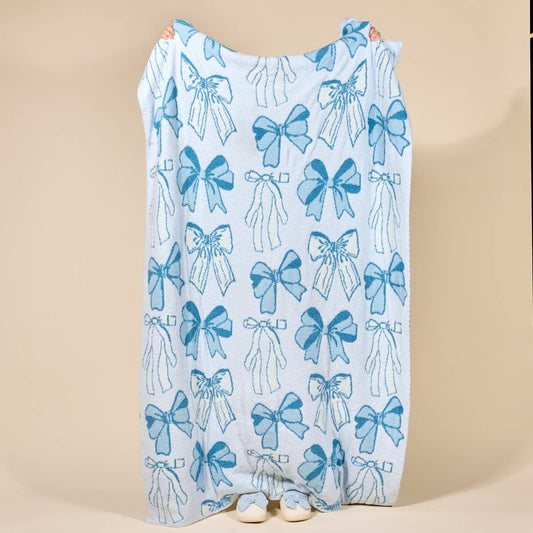 Cozy Dreams Luxe Blanket–Blushing Bows Blue