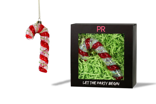 Party Rock | Red Candy Cane Glass Ornament