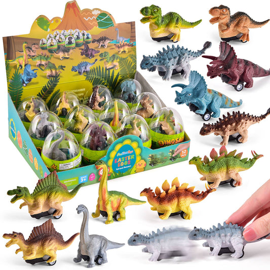 12 pcs Dinosaur Pull-Back Cars