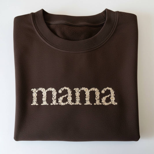 Embroidered Mama Crewneck Sweatshirts Mom Minimalist Sweater