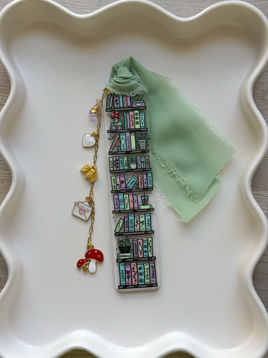 Colorful Bookshelf Bookmark with Charms