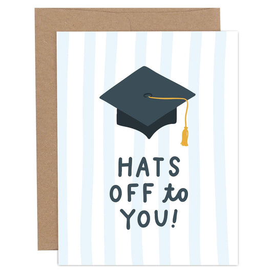 Hats Off Stripes Graduation Congratulations Greeting Card