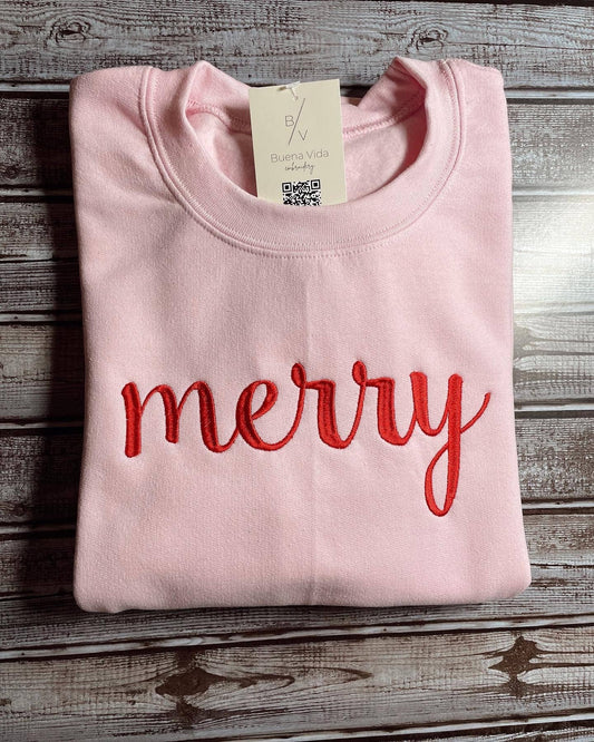 Merry Christmas Embroidered Sweatshirt