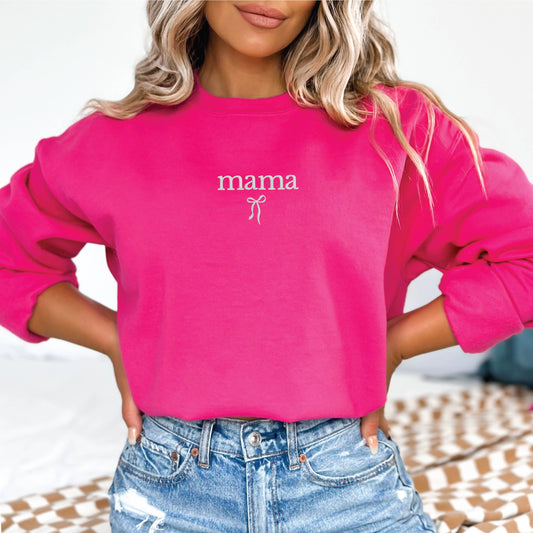 Embroidered Mama Crewneck Sweatshirt Mom Sweater Mothers Day